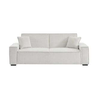 Sweeek Sof&aacute; cama de pana de 3 plazas, crema