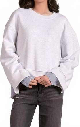 Elan Mixed Media Top In Grey