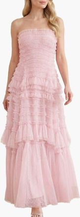 Needle & Thread Valentine Ruffle Strapless Gown in Shell at Nordstrom, Size 12