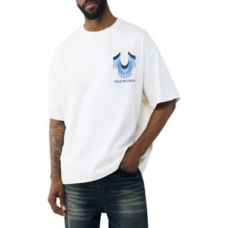 True Religion Retro Logo Oversize Cotton Graphic T-Shirt in Winter White at Nordstrom, Size Xx-Large