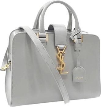 Saint Laurent Pre-owned Handbags, female, Gray, Size: ONE SIZE Pre-owned Vintage Leather Handbag