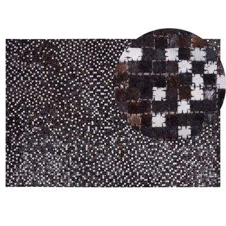 Beliani Alfombra De Piel Marr&oacute;n Y Plata 140 X 200 Cm Estilo R&uacute;stico Patchwork Akkese