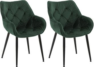 Clp Clp - Set De 2 Sillas De Comedor Tanna En Terciopelo Verde