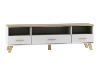 Mirjan24 Mobilier1 - Mueble Tv Larfloi 109, Blanco + Roble Sonoma, N&uacute;mero De Puertas: 0, N&uacute;mero De Cajones: 0, 180x53x40cm