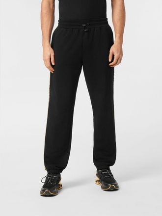 Plein Sport Jersey Jogging Trousers with Drawstring and Printed Logo
