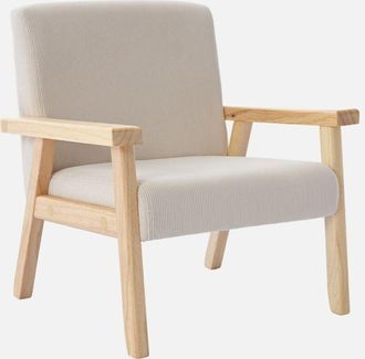 Sweeek Sweeek - Sill&oacute;n Infantil Escandinavo De Pana Y Madera De Caucho, Isak Kids, Crema, 47x43.5x50 Cm