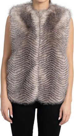 Love Token Jetter Faux Fur Vest In Multi Grey