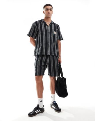 Carhartt Work in Progress Dodson - Pantaloncini neri a righe in coordinato-Nero