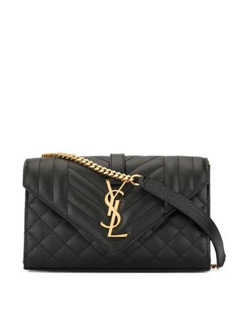 Saint Laurent small envelope flap shoulder bag - Black
