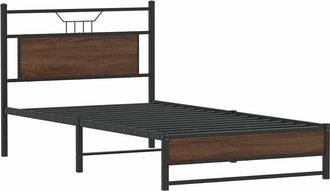 vidaXL Bed Frame without Mattress Brown Oak 100x200 cm Engineered Wood Vidaxl