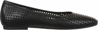 Vionic Womens Orinda Perf Flats In Black Leather