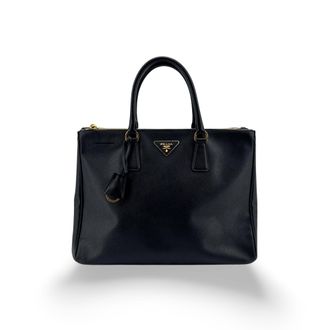 Prada Galliera Saffiano Leather Black Leather Handbag (Pre-Owned)