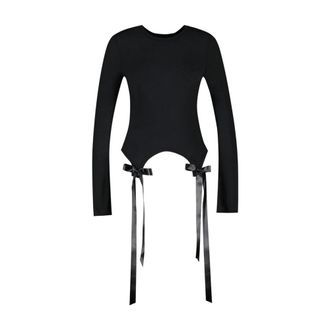 Simone Rocha Bow-Tail Long Sleeve T-Shirt - Black