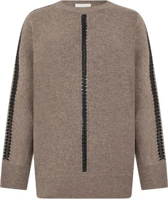 P.A.R.O.S.H. P.a.r.o.s.h., Truien & Vesten, Dames, Bruin, S, Denim, Trui met V-hals en Kabeldetail