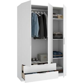 Dmora Guardaroba 3 Ante Mayos, Armadio Camera da Letto Appendiabiti, 2 Cassetti, 3 Ripiani, 51x137 cm Marrone Rovere