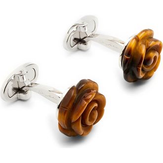 Jan Leslie Rose Carved Sterling Cufflinks in Brown at Nordstrom