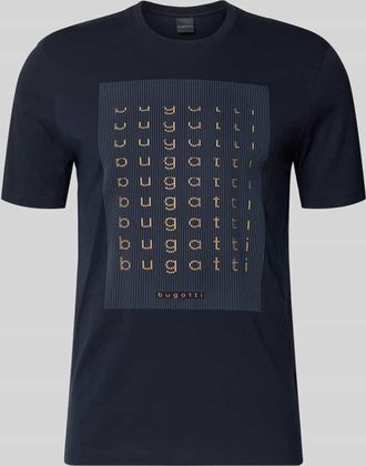 Bugatti Regular Fit T-Shirt mit Logo-Print in Marine, Gr&ouml;&szlig;e XXL