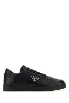 Prada Black Solid Triangle Logo Sneakers