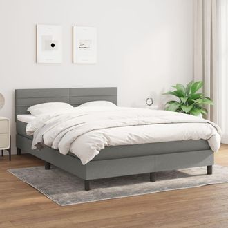 vidaXL Cama Box Spring Con Colch&oacute;n Tela Gris Oscuro 140x190 Cm Vidaxl