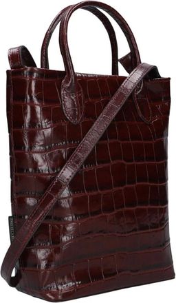 Fred De La Bretoniere Vicky Handtas Croco Print Leer - Dames - Shoppers - Rood - ONE Size - Leer - Tassen