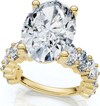 Pompeii3 Certified 6Ct Oval Diamond Engagement Ring 14k Gold Lab Grown