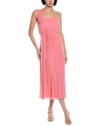 Akris Illusion One-Shoulder Silk Midi Dress