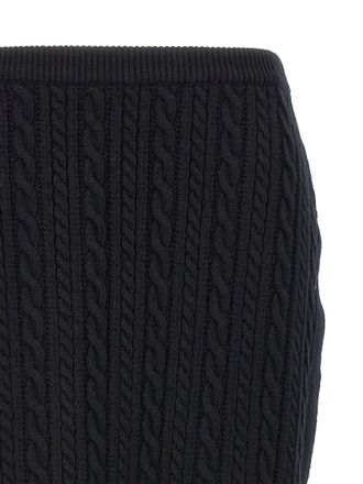 Alessandra Rich Cable-Knit Wool Skirt - Black