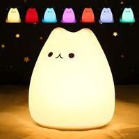 OEM L&aacute;mpara De Gato Adorable, Luz Nocturna Para Habitaci&oacute;n De Ni&ntilde;a, L&aacute;mpara De Gatito, Regalo De Cumplea&ntilde;os Infantil, Luz Nocturna De Silicona Kawaii Port