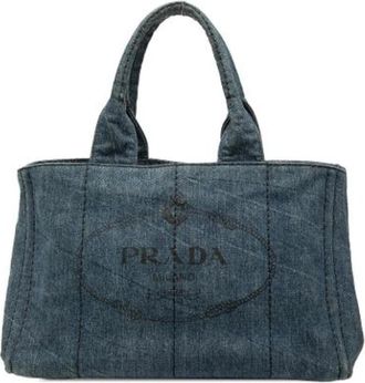 Prada Pre-owned Denim Satchel - Dames - Vintage Shopper - Blauw - ONE Size - Denim - Vintage