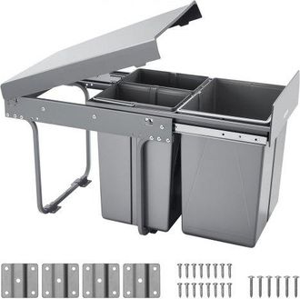 OEM Cubo De Basura Extra&iacute;ble Para Armarios Cocina, 20+10+10 L, Doble Bajo Fregadero, Para Reciclaje, Con Sistema Deslizante De Extensi&oacute;n Completa De Metal
