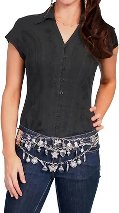 Scully Cap Sleeve Blouse In Black