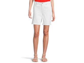 NYDJ Ella Shorts with Sideseam Slits in Optic White Womens Shorts Optic White : 10 9, Polyester/Elastane/Denim