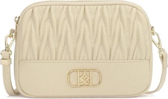 Kazar Beige handtas met opvallend monogram - Dames - Schoudertassen - Beige - ONE Size - Leer - Tassen