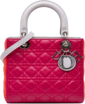 Dior Pre-owned Womens Lady Top Handle Quilted Bag - Fuschia Leather - One Size