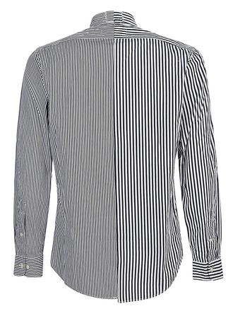 E.L.V. Denim Contrast Striped Cotton Shirt - White