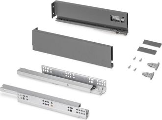 Emuca Emuca - Caj&oacute;n Exterior Protone 30kg Con Gu&iacute;as De Extracci&oacute;n Total Y Cierre Suave, Altura 93mm, Profundidad 350mm, Acero, Gris Antracita