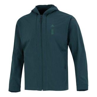 adidas Mens adidas Wj Mh Wv Wb Solid Color Athleisure Casual Sports Hooded Jacket Military Green HM2949