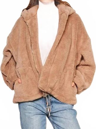 Sundry Sherpa Hooded Coat In Taupe