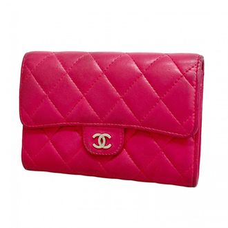 Chanel Pink Leather Wallet (Bi-Fold) (Pre-Owned)