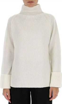 Vince Funnel Neck Long Sleeve Rolled Cuffs 100% Wool In Ivory