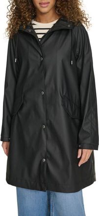 Levi's Water Resistant Hooded Long Rain Jacket in Black at Nordstrom, Size X-Small