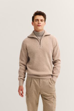 Bugatti Troyer BUGATTI Regular Fit, Herren, Gr. XXL, 30, beige, Rippstrick, 80% Wolle, 20% Polyamid, unifarben, regular fit, ohne Ausschnitt, Rippb&uuml;ndchen, Pu