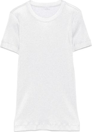 Brunello Cucinelli Silver Round Neck Textured T-Shirt