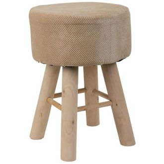 Wanderlust Deco Wanderlust Deco - Taburete De Madera Y Forrado De Tela Marr&oacute;n 32x32x44