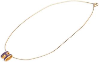 Herm&egrave;s 2000-2020 Gold Plated Enamel Pop H Pendant Necklace costume necklace - Paars