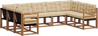 vidaXL Conjunto De Sof&aacute;s De Exterior 9 Uds. Natural Y Beige Vidaxl