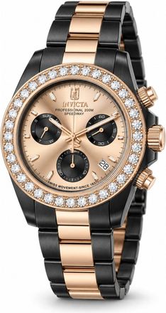 Invicta Jt 51327 Herenhorloge - Quartz Uurwerk - Roestvrij Staal met Ros&eacute;gouden Wijzerplaat - 42 mm - Met 36 Diamanten