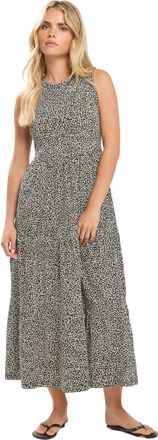 M&Co Petites Petite Animal Print Cotton Sleeveless Tiered Maxi Dress - Womens Black