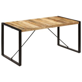 Berkfield Home Dining Table 160x80x75 cm Solid Mango Wood in Brown | Size: 160 x 80 x 75 cm