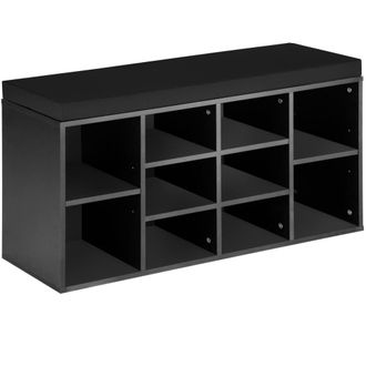 TecTake Zapatero con banco, caben 10 pares, 103,5 x 48 x 30 cm, negro